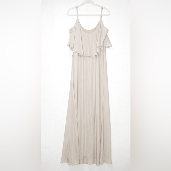 Show Me Your Mumu Caitlin Ruffle Maxi Dress Bone Neutral Bridesmaid Dress XXL - Picture 3 of 8